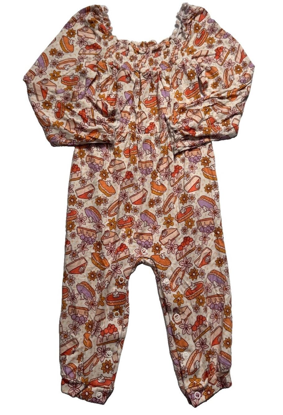 Dream Big Little Co Bamboo Romper 12-18M Dessert Floral Smocked Bubble Outfit